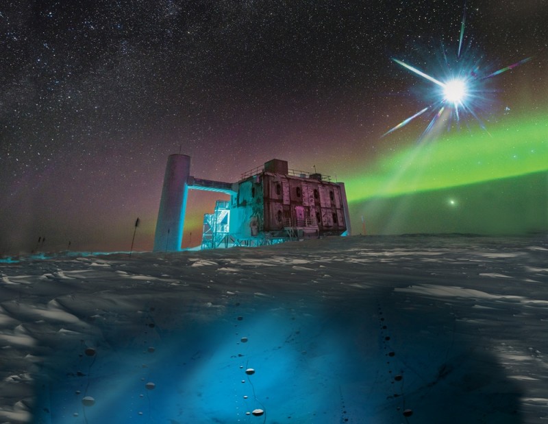 A cosmic particle spewed from a distant galaxy strikes Earth