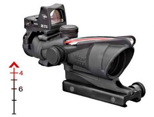 Trijicon 4x32 ACOG Riflescope, Dual Illuminated Red Chevron .223 Reticle w/ Colt Knob Thumbscrew Mount &amp; LED 3.25 MOA Red Dot RMR Type 2, Black, 100549